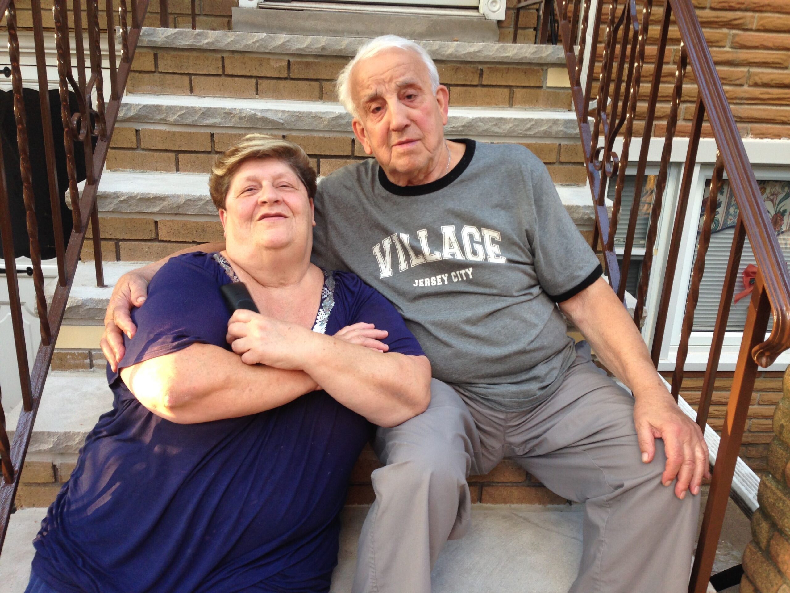 Tina and Tony Lambiase on their front stoop